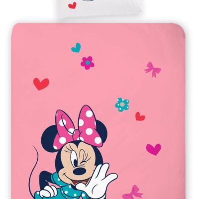 Minnie sengetøj 100x140 cm - Junior sengesæt med Minnie Mouse - Vendbart motiv - 100% bomulds sengelinned