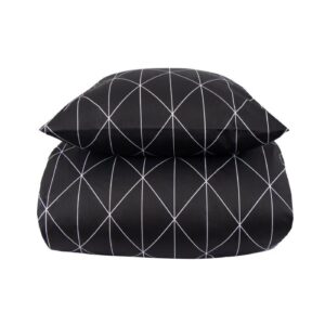 Mønstret sengetøj - 100% Blødt bomuldssatin - Graphic Harlekin black - By Night sengesæt