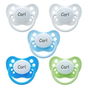 Nip Classic, Str. 1 (0-6 Mdr.), Anatomisk - Silikone, Sutter Med Navn , 5-pak