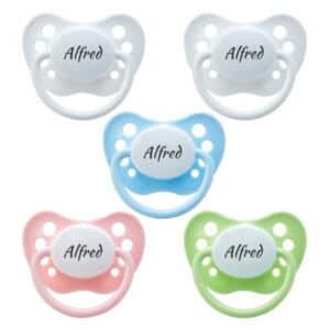 Nip Classic, Str. 2 (6+ Mdr.), Symmetrisk - Silikone, Sutter Med Navn , 5-pak