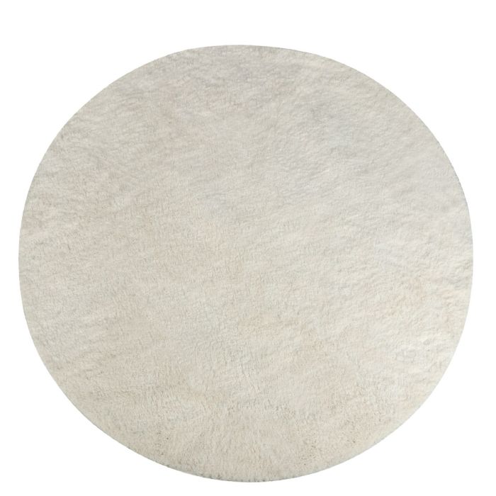 Rundt tæppe - Gulvtæppe Ø 160 cm - Hvid - Langt ryatæppe med skridsikker bagside - Løs tæppe fra Nordstrand Home