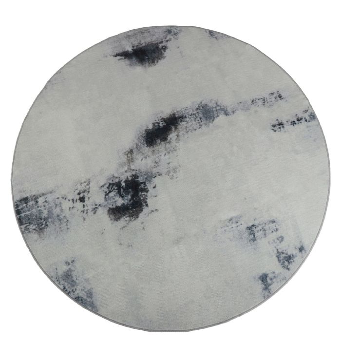 Rundt tæppe - Gulvtæppe Ø 160 cm - Løs tæppe med skridsikker bagside - Gråt tæppe med abstrakt design - Blødt gulvtæppe fra Nordstrand Home Dorte