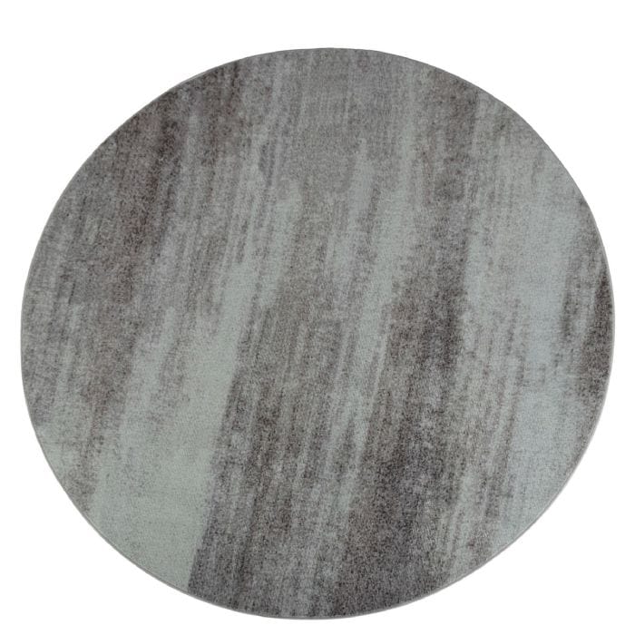 Rundt tæppe - Gulvtæppe Ø 160 cm - Løs tæppe med skridsikker bagside - Gråt tæppe med stonewashed effekt - Blødt gulvtæppe fra Nordstrand Home Tine