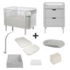 Sebra Sengen og Puslebordet m. Tilbehør - Stone Grey - Deluxe Bundle 1