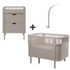 Sebra Sengen og Puslebordet m. Uroholder - Jetty Beige - Bundle 1