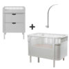 Sebra Sengen og Puslebordet m. Uroholder - Stone Grey - Bundle 1