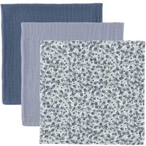 Sebra Stofbleer - 3-pak - 75x75 cm - Blue Olive/Forest lake Blue