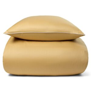 Sengetøj - 100% bomuldssatin - Solid gult sengetøj med pipingkant - Ekstra blødt sengesæt fra By Borg