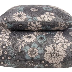 Sengetøj 140x220 cm - Sort blomstret sengesæt - Borg Living sengelinned i polycotton