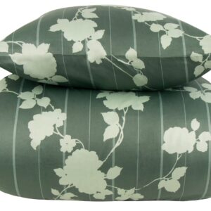 Sengetøj 200x220 cm - 100% bomuldssatin - Rosenbloom grøn blomstret sengetøj - Ekstra blødt sengesæt fra By Borg