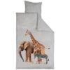 Sengetøj - Giraf, elefant og zebra - 2 i 1 sengesæt - 100% Bomuld - Sengetøj børn