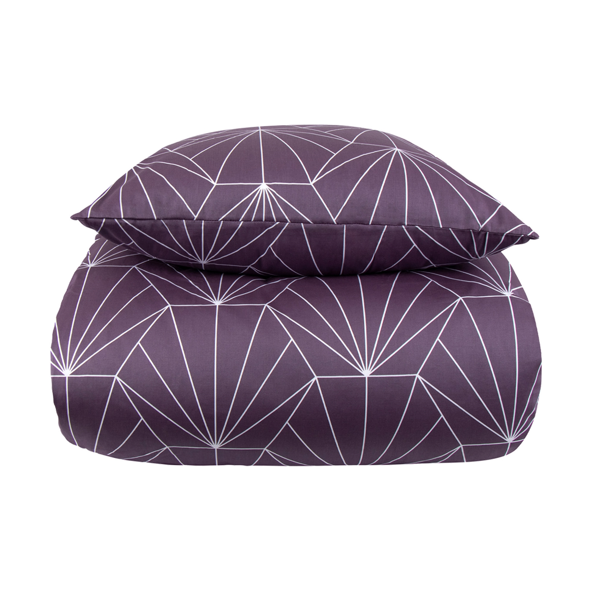 Sengetøj dobbeltdyne - 200x200 cm - Vendbart design i 100% Bomuldssatin - Hexagon blomme - Sengesæt fra By Night