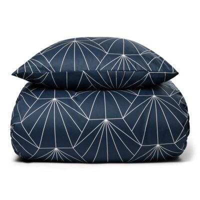 Sengetøj til dobbeltdyne - 200x200 cm - Hexagon blå - 100% Bomuldssatin - 2 i 1 design - By Night sengesæt