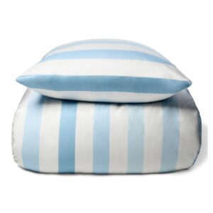 Bambus dobbelt sengetøj - 100% Naturligt bambus - 200x220 cm - Blå brede striber - Satinvævet dobbelt sengesæt