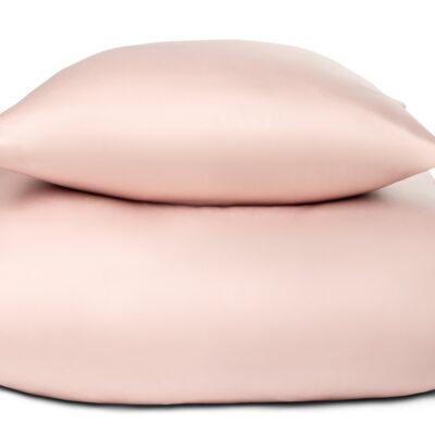 Bambus dobbelt sengetøj - 200x220 cm - 100% Naturligt bambus - Nature By Borg - Rosa satinvævet dobbelt dynebetræk