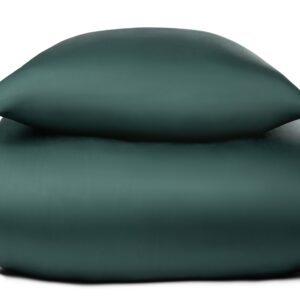 Bambus junior sengetøj - 100x140 cm - 100% Naturligt bambus - Nature By Borg - Grønt satinvævet junior dynebetræk