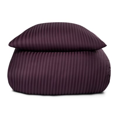 Dobbeltdyne sengetøj 200x220 cm - Lilla stribet sengetøj - 100% Bomuldssatin - Borg Living sengesæt