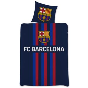 FC Barcelona sengetøj - Blåt vendbart sengesæt med logo - 100% bomulds sengelinned - Fodbold sengetøj