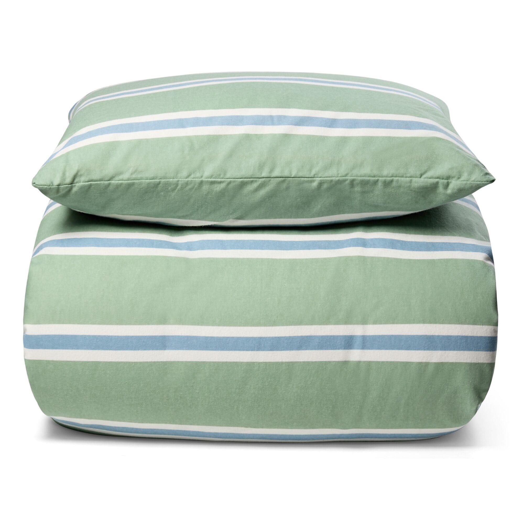 Flonel sengetøj - 140x200 cm - Stripe grøn - 100% bomulds flonel - Nordstrand Home sengesæt