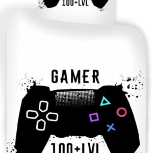 Gamer sengetøj - 140x200 cm - Gamer 100 + LVL - 100% bomulds sengesæt