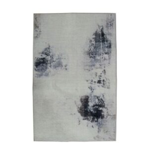 Gulvtæppe - Stort gulvtæppe 200x300 cm - Løs tæppe med skridsikker bagside - Gråt tæppe med abstrakt design - Blødt tæppe fra Nordstrand Home Dorte