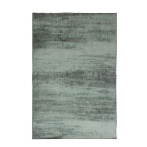 Gulvtæppe - Stort gulvtæppe 200x300 cm - Løs tæppe med skridsikker bagside - Grønt tæppe med stonewashed effekt - Blødt tæppe fra Nordstrand Home Kristina