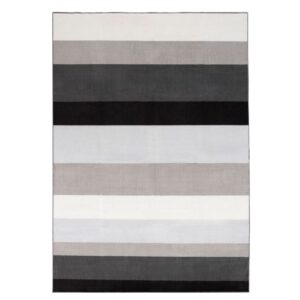 Gulvtæppe - Stort gulvtæppe 200x300 cm - Stribet tæppe med skridsikker bagside - Løs tæppe fra Nordstrand Home Rosa