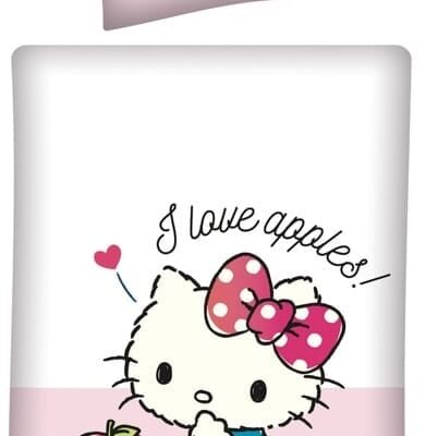 Junior sengetøj 100x140 cm - Hello Kitty sengesæt - 2 i 1 design - 100% bomuld