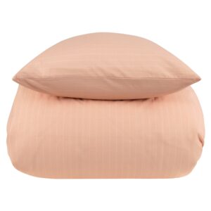 King size sengetøj 100% bomuld - 240x220 cm - Rosa stribet sengesæt - Nordstrand Home - Dynebetræk i 100% bomuld