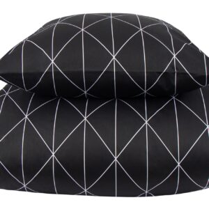 Mønstret sengetøj 150x210 cm - 100% Blødt bomuldssatin - Graphic Harlekin black - By Night sengesæt