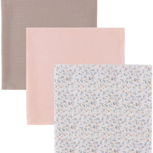 Müsli Stofbleer - 3-pak - 75x75 - Balsam cream/ Peony/ Jasmin bl