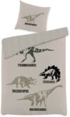 Sengetøj 140x200 cm - Dinosaur sengetøj - 2 i 1 design - 100% bomulds sengesæt