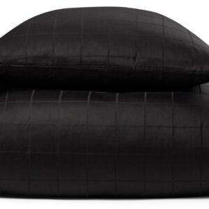 Sengetøj 150x210 cm - Blødt, jacquardvævet bomuldssatin - Check sort - By Night sengesæt