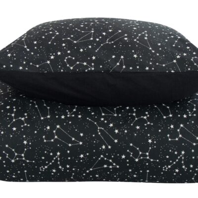 Sengetøj 240x220 cm - Zodiac black - Stjernebillede - Sengetøj til dobbeltdyne i 100% Bomuld - Borg Living