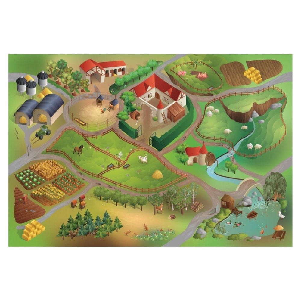 Legetæppe med Bondegårds motiv - 100x150 cm.