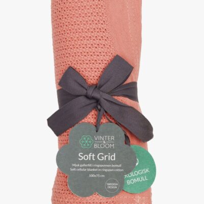 Vinter & Bloom Soft Grid EKO Hæklet Babytæppe, Clay Coral