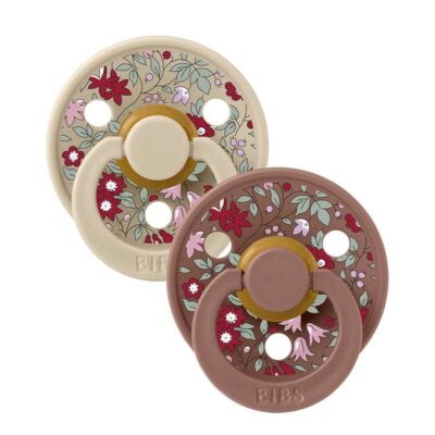 BIBS Rund Colour Sut - 2-Pak - Str. 2 - Naturgummi - Liberty - Chamomille Lawn/Woodchuck Mix