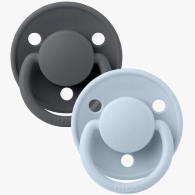 BIBS Sut De Lux 2-pak Silicone, Iron/Baby Blue