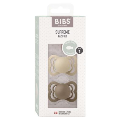 BIBS Symmetrisk Supreme Sut - 2-Pak - Str. 1 - Naturgummi - Vanilla/Dark Oak