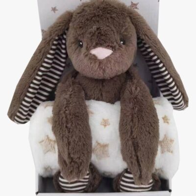 Carlo Baby - Fleece Tæppe Beige Stjerne & Bamsedyr Beige Kanin