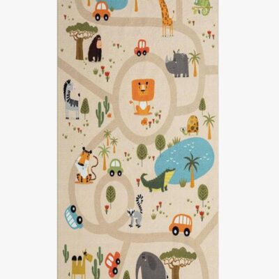 KMCarpets Play Animals Gulvtæppe 80x150, Linned