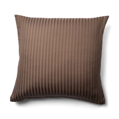 Pudebetræk 60x63 cm - 100% bomuldssatin - Klassisk brune striber