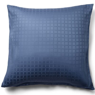 Pudebetræk 60x63 cm - 100% bomuldssatin - Blåt jacquardvævet - Ensfarvet