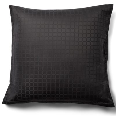 Pudebetræk 60x63 cm - 100% bomuldssatin - Mørkegråt jacquardvævet - Ensfarvet