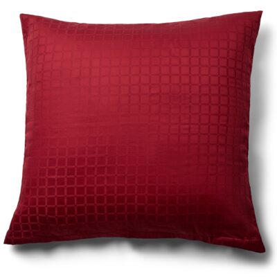 Pudebetræk 60x63 cm - 100% bomuldssatin - Rødt jacquardvævet - Ensfarvet