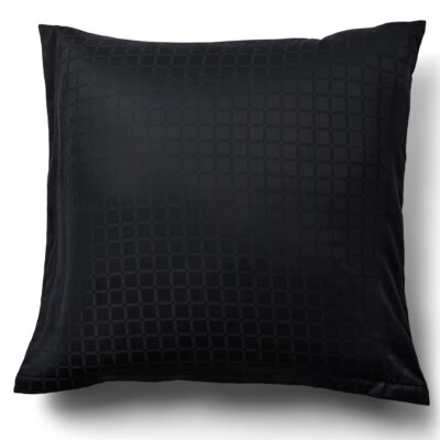 Pudebetræk 60x63 cm - 100% bomuldssatin - Sort jacquardvævet - Ensfarvet