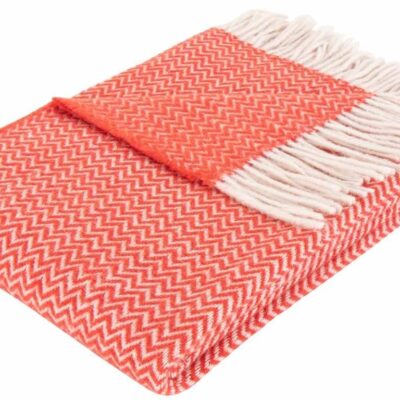Uldplaid med finkæmmet uld - 130x200 cm - Blødt uldtæppe med rød zigzag mønster - By Borg plaid
