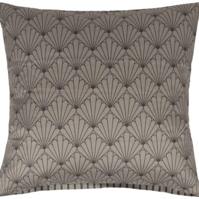 Pudebetræk 60x63 cm - Bomuldssatin - Fan grey - Vendbart grafisk mønster