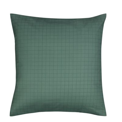 Pudebetræk 60x63 cm - 100% bomuld - Grønt med mørkegrønne tern