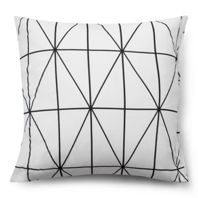 Pudebetræk 60x63 cm - 100% bomuld - Hvidt med sorte harlekintern